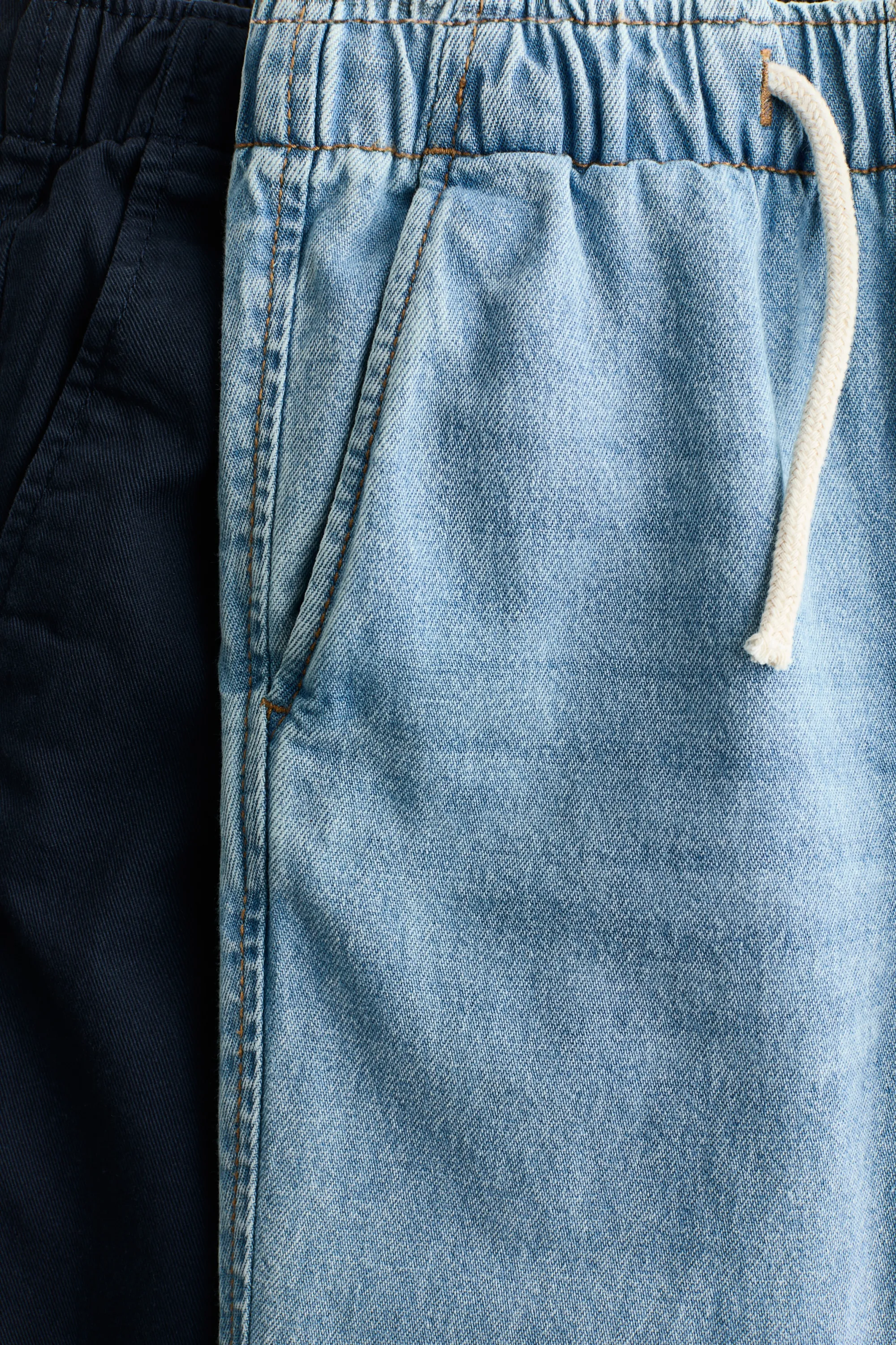 Lot de 2 pantalons jogger en coton - Bleu denim clair/bleu marine