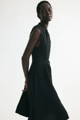 Robe chemise avec ceinture à nouer - Noir — photo 3