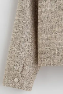 Veste courte en tissu texturé - Beige chiné — photo 2