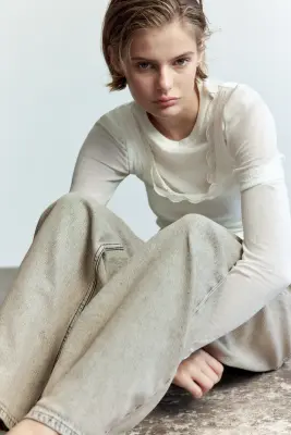 Baggy Regular Waist Jeans - Beige ancien — photo 1