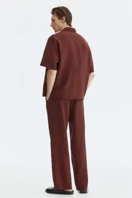 Pantalon texturé Relaxed Fit - Bordeaux — photo 3