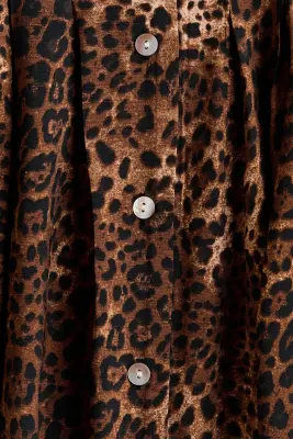Robe midi à boutons - Marron foncé/imprimé léopard — photo 4