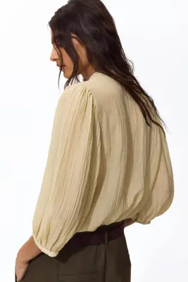 Blouse à manches ballon - Jaune clair — photo 2