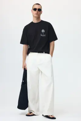 T-shirt imprimé Relaxed Fit en coton - Noir/Paradis — photo 2