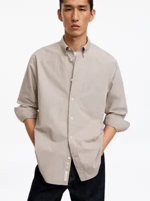 Chemise décontractée à carreaux - Beige — photo 3