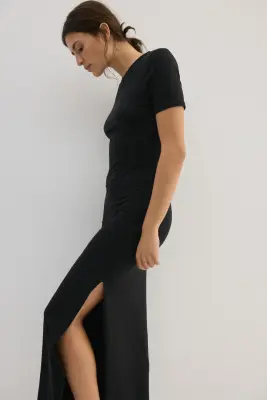 Longue robe T-shirt - Noir — photo 3