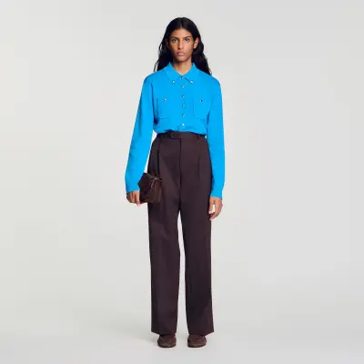 Pantalon droit à rayures 