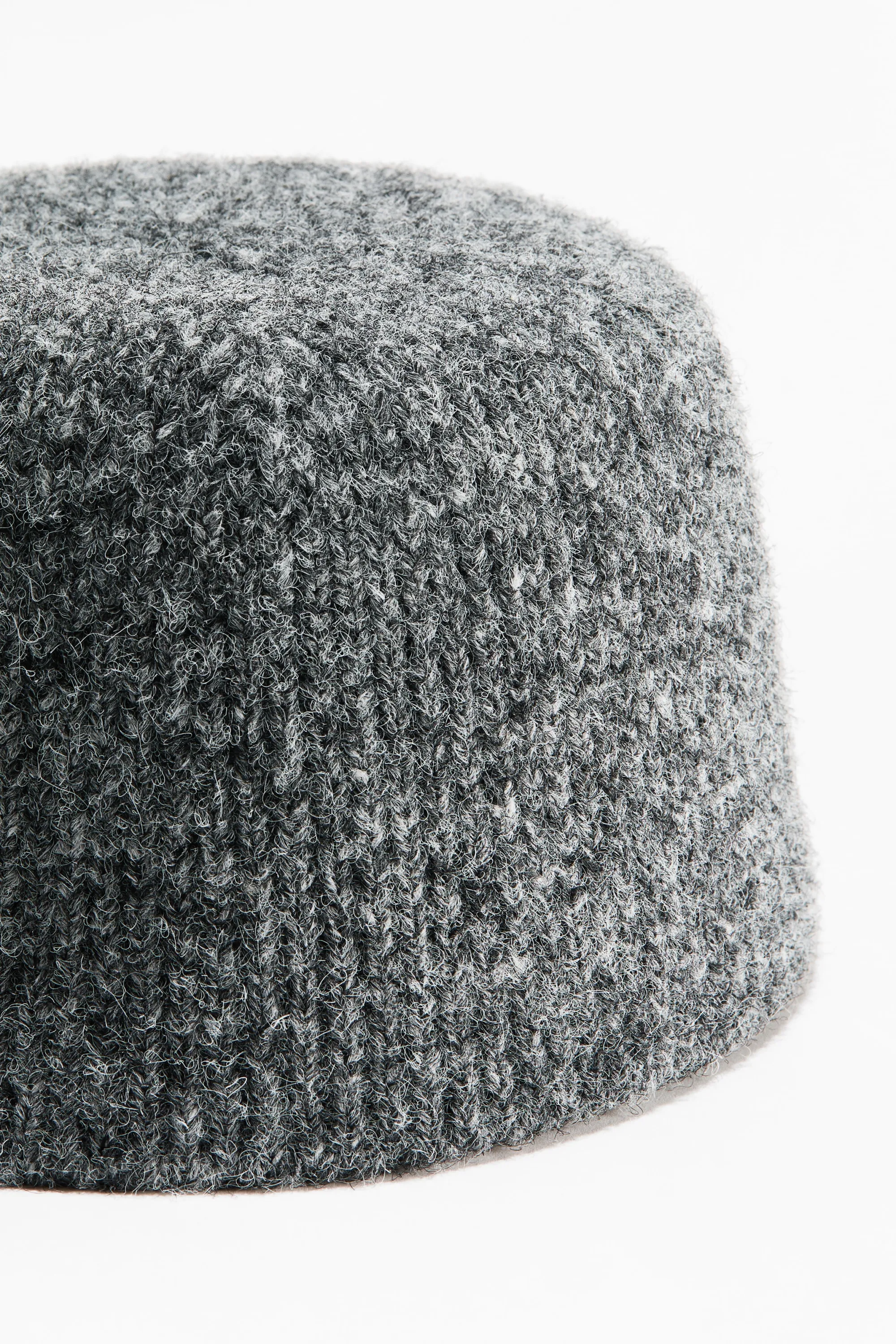 Chapeau façon pillbox en maille côtelée - Gris chiné