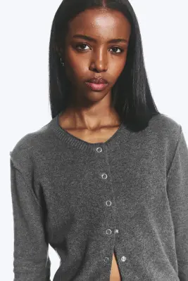 Cardigan ajusté - Gris foncé chiné — photo 3