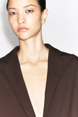 BLAZER EN SERGÉ À BOUTONNAGE SIMPLE - BRUN FONCÉ — photo 3