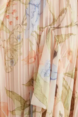 Robe maxi volantée - Abricot clair/fleuri
