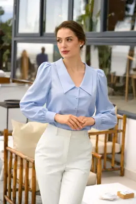 Yves Cotton Blouse - Light blue — photo 1