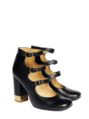 Babies multi-brides en cuir noir boucles dorées Px boutique 600€ Taille 36.5 — photo 5