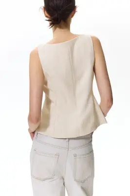 Gilet sans manches ajusté - Beige clair — photo 3