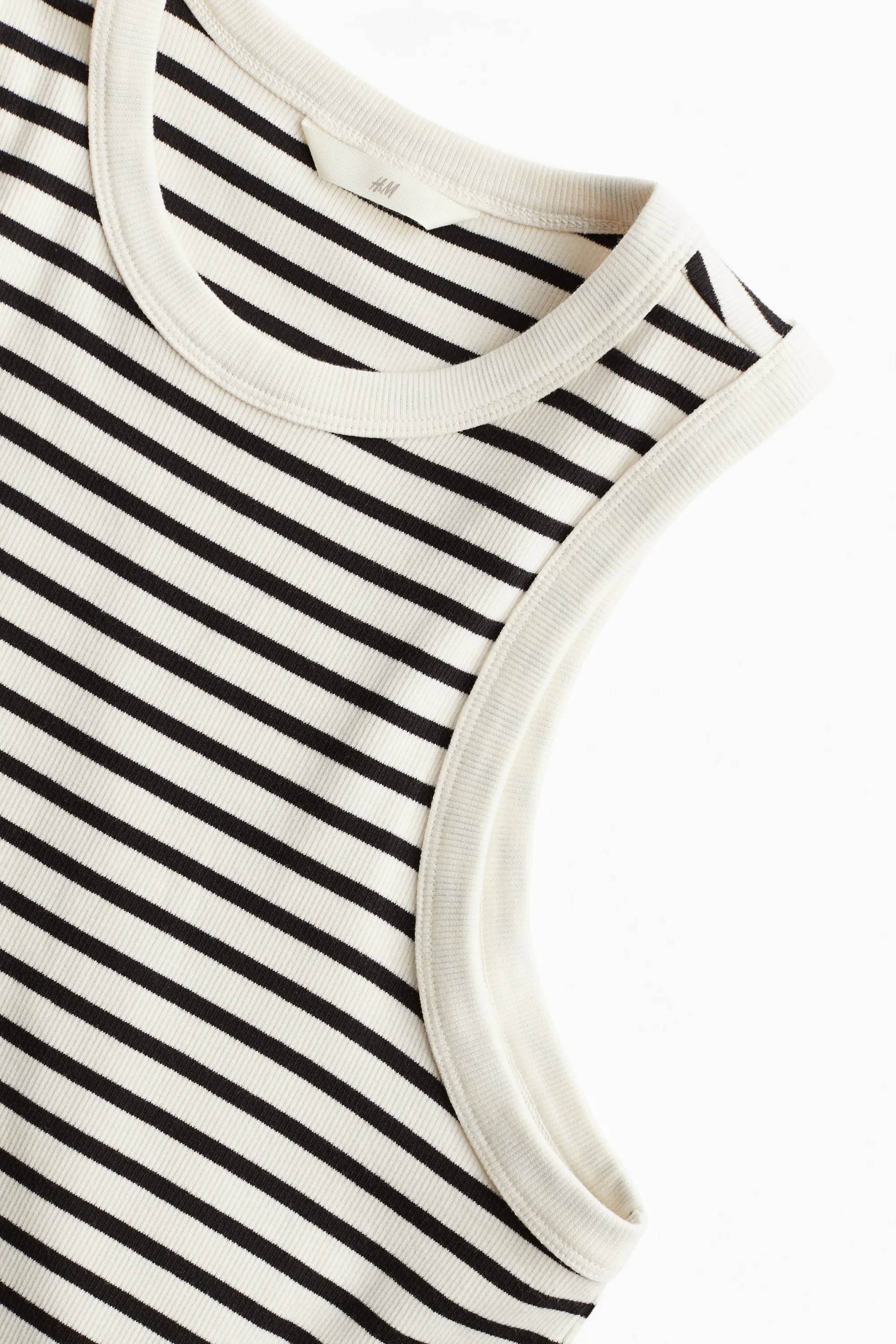 Robe midi côtelée - Blanc/rayures noires