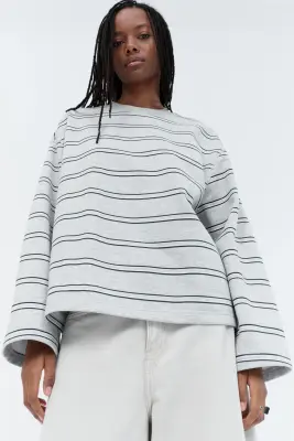 Sweat oversize - Gris clair chiné/rayé — photo 1