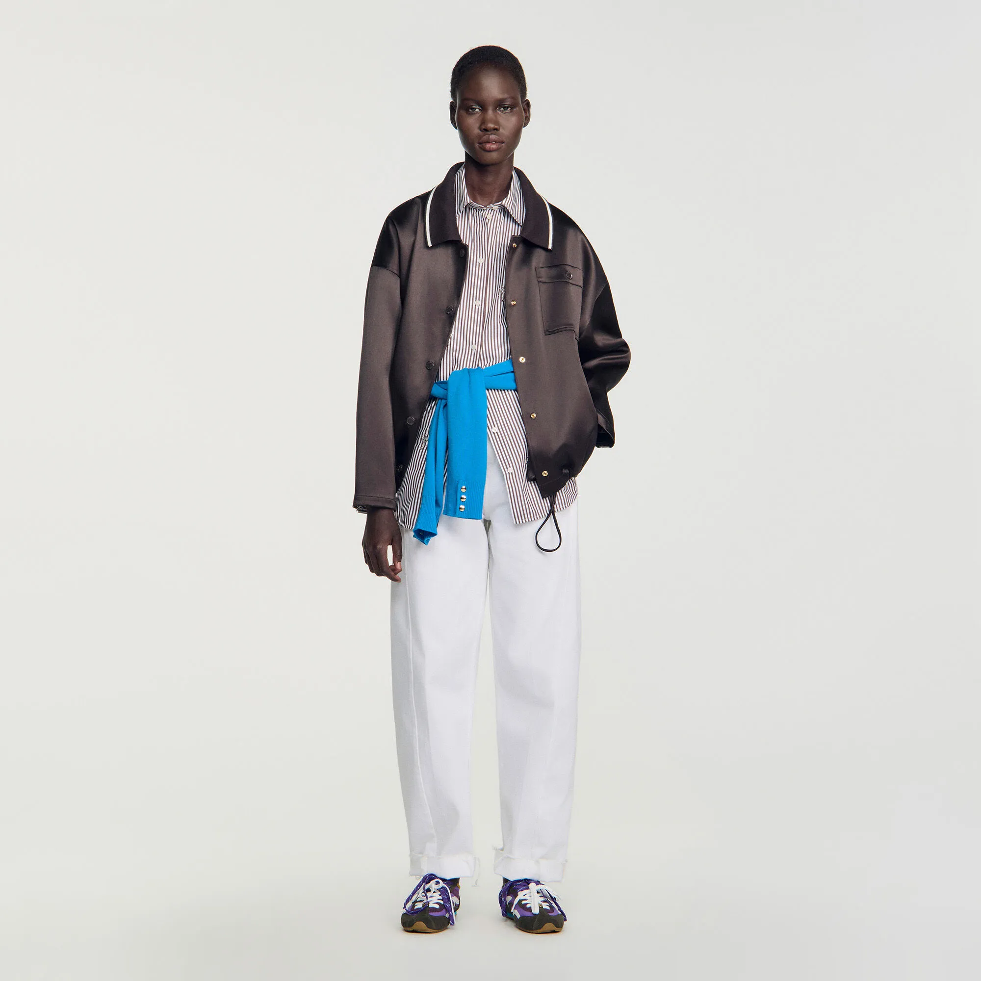 Blouson satiné à col polo