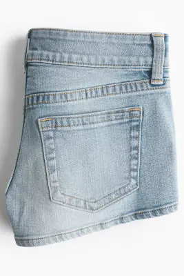 Mini short taille basse en denim - Bleu denim clair — photo 5