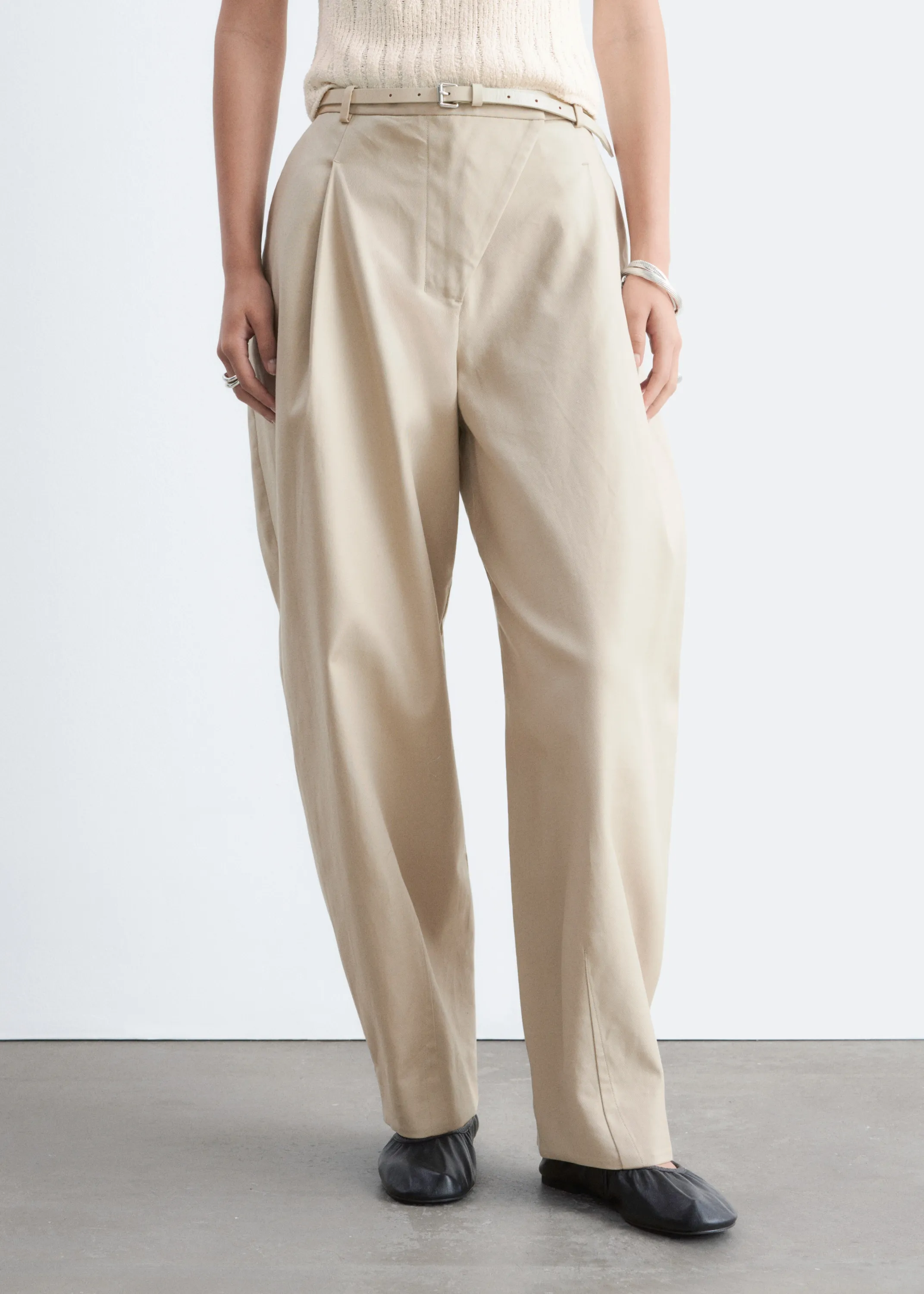 Pantalon barrel - Beige clair