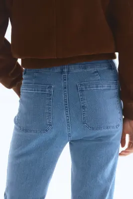 Flared Leg High Waist Jeans - Bleu denim — photo 2
