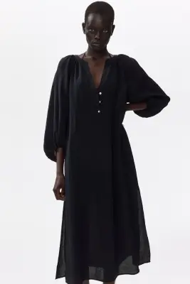 Robe oversize avec ceinture à nouer - Noir — photo 2