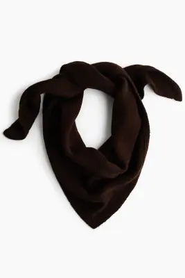 Pull avec foulard - Marron foncé — photo 2