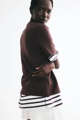 T-shirt en interlock - Marron foncé — photo 1