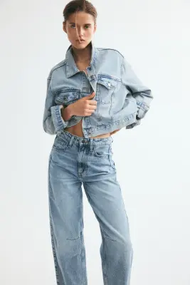 Barrel High Waist Ankle Jeans - Bleu denim clair — photo 5