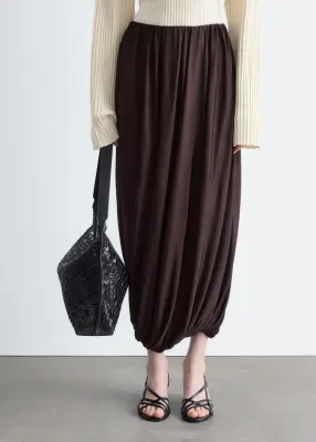 Jupe boule à effet drapé et torsadé - Marron foncé — photo 2