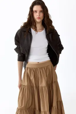 Jupe maxi à étages - Beige foncé — photo 2