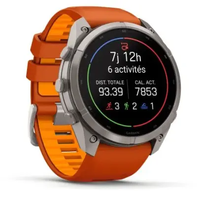 Garmin Fenix 9  Pro InReach amoled 51mm Sapphire Titane bracelet ocre/orange 010-04337-01 — photo 3
