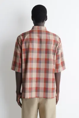 CHEMISE À CARREAUX EN MÉLANGE DE LAINE - BEIGE / ORANGE / CARREAUX — photo 4