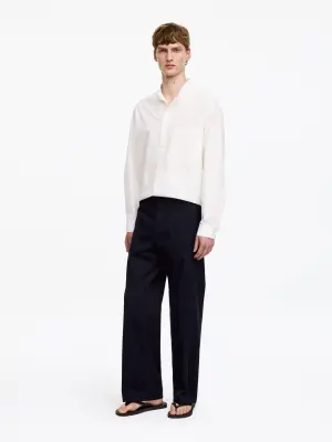 Pantalon décontracté en sergé de coton - Bleu foncé — photo 2