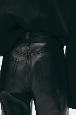 Pantalon Regular Fit en cuir - Noir — photo 3