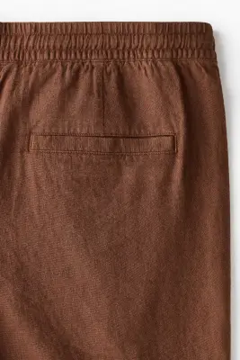 Short Relaxed Fit en lin mélangé - Marron — photo 4