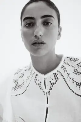 Robe tunique en lin mélangé - Blanc — photo 1