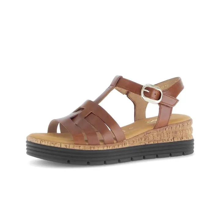 Sandales Gabor 62.701.53 Camel - Cuir Velcro Grande Pointure Femme