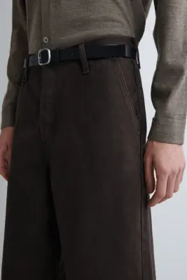 PANTALON OVERSIZE LARGE EN DENIM - BRUN FONCÉ — photo 3