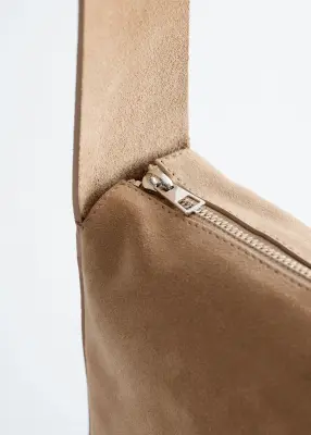 Sac porté épaule en cuir - Beige — photo 2