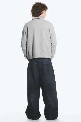 Sweat quart-zippé - Clair poudré chiné — photo 3