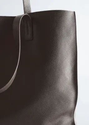Tote bag en cuir - Brun foncé mat — photo 4