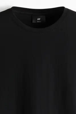 T-shirt Regular Fit en coton pima - Noir — photo 4