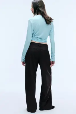 Pantalon de costume coupe ample taille basse - Marron foncé — photo 3