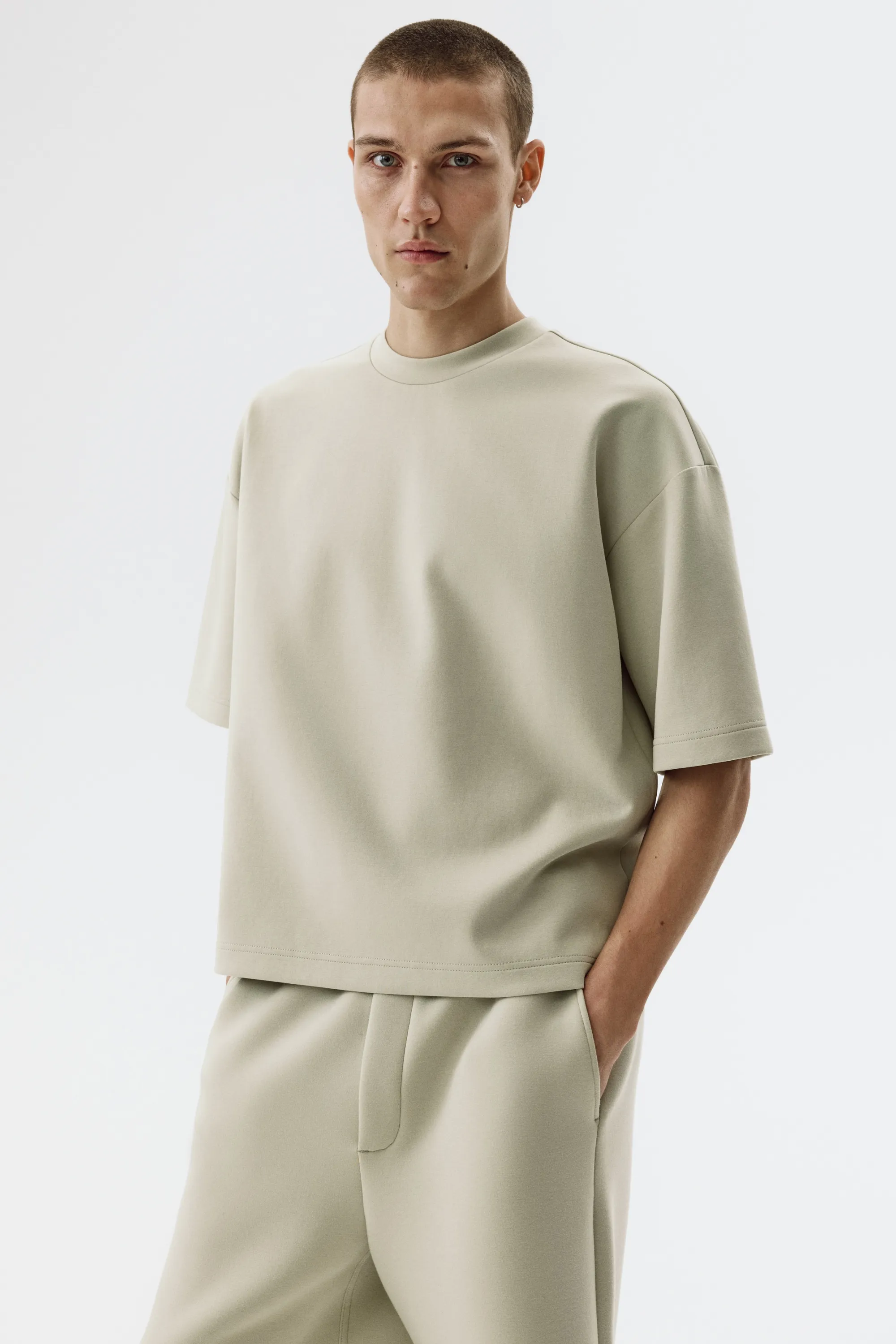 T-shirt Oversized Fit en scuba - Vert ancien clair