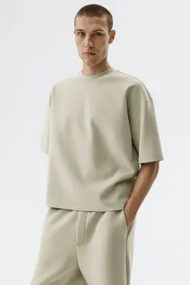 T-shirt Oversized Fit en scuba - Vert ancien clair — photo 1