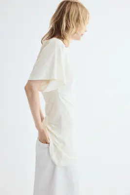 Top asymétrique en jersey jacquard - Crème — photo 2
