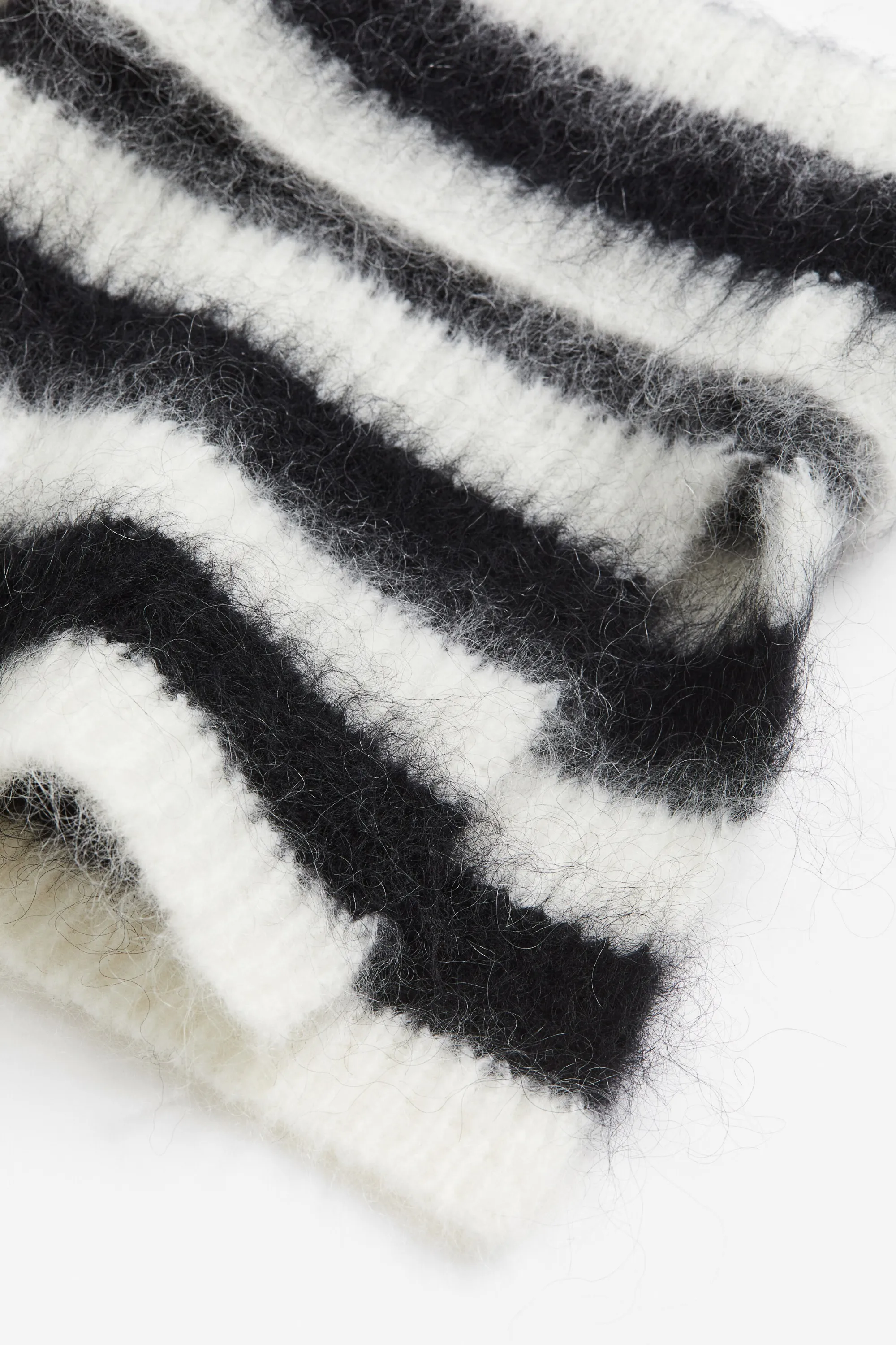 Tour de cou en mohair mélangé - Crème/rayures noires