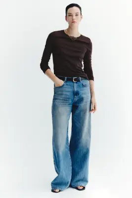 Top en jersey de coton pima - Marron foncé — photo 3