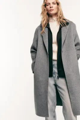 Manteau fait main en laine mélangée - Gris — photo 2