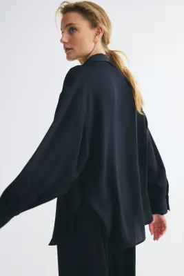 Chemise oversize - Bleu marine — photo 3